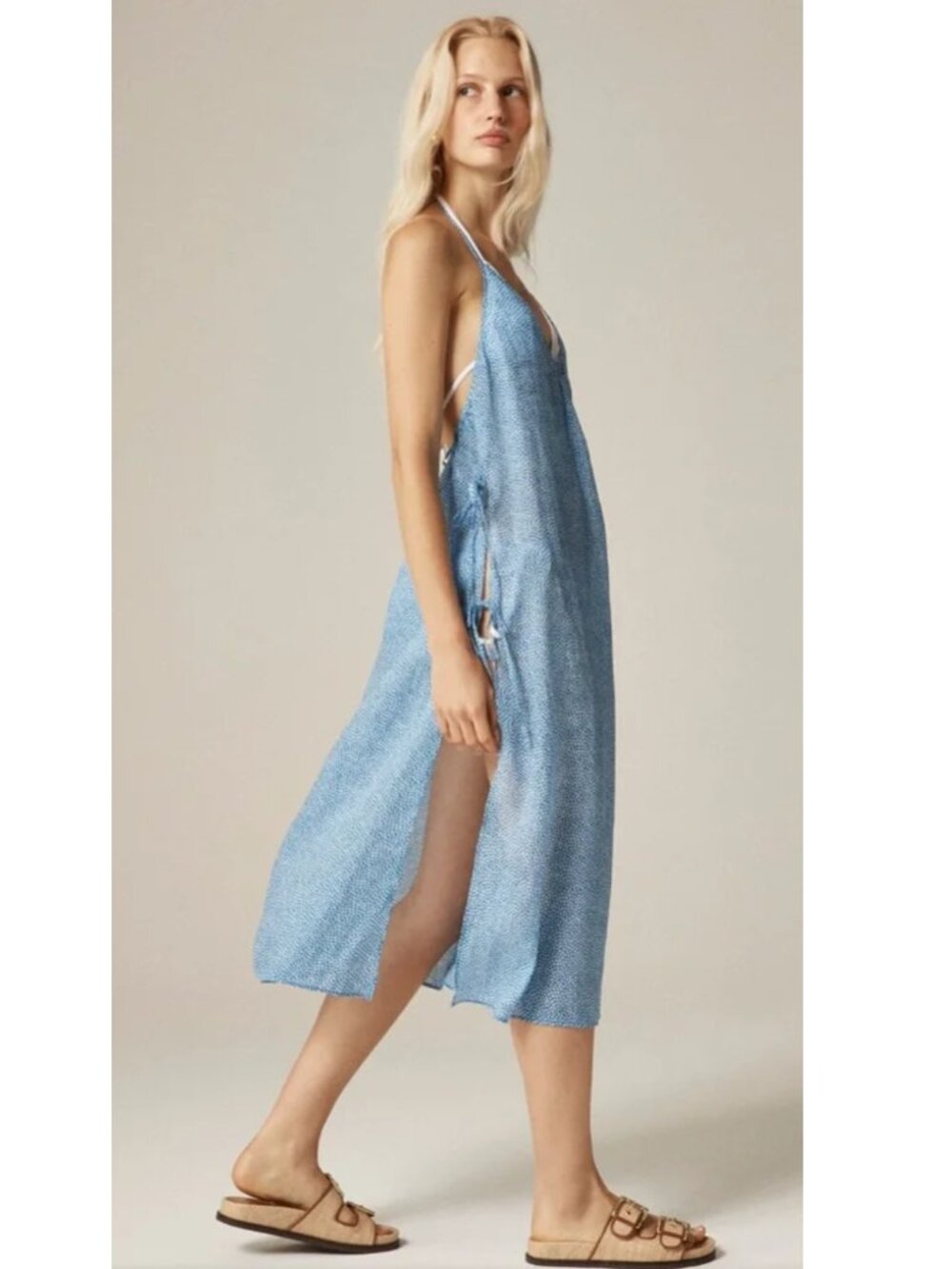 J. CREW Side-tie Midi Dress In Mini Floral-print Ramie NWOT S $128